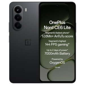 oneplus nord ce6 lite | 6gb+128gb | hyper black | segment's fastest dimensity 7400 apex processor | 7000mah battery | segment's highest 144hz refresh rate | 50mp main camera, 4k video recording